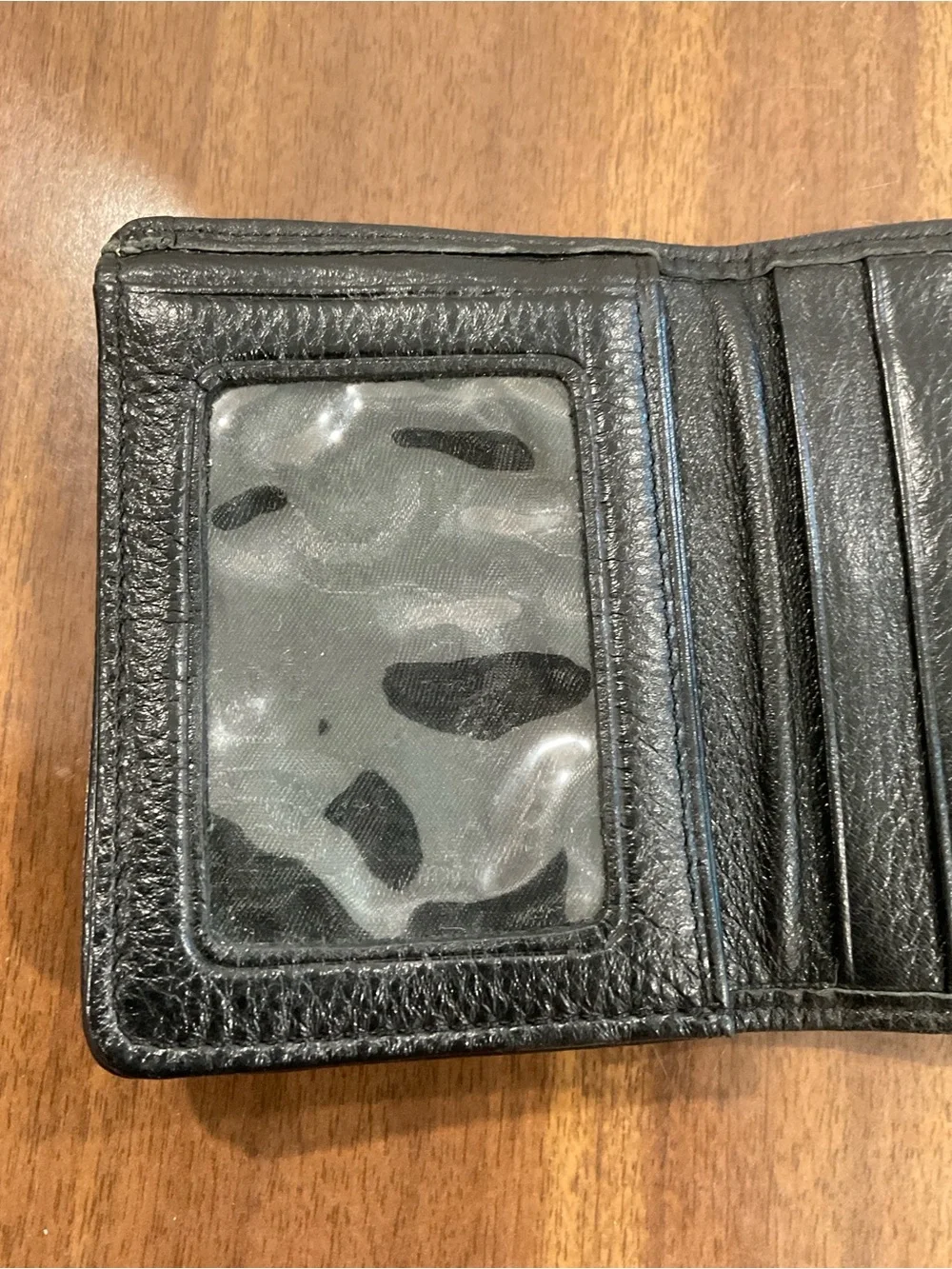 Brighton Black Leather pebble Wallet with Silver Decorative Chain Accent